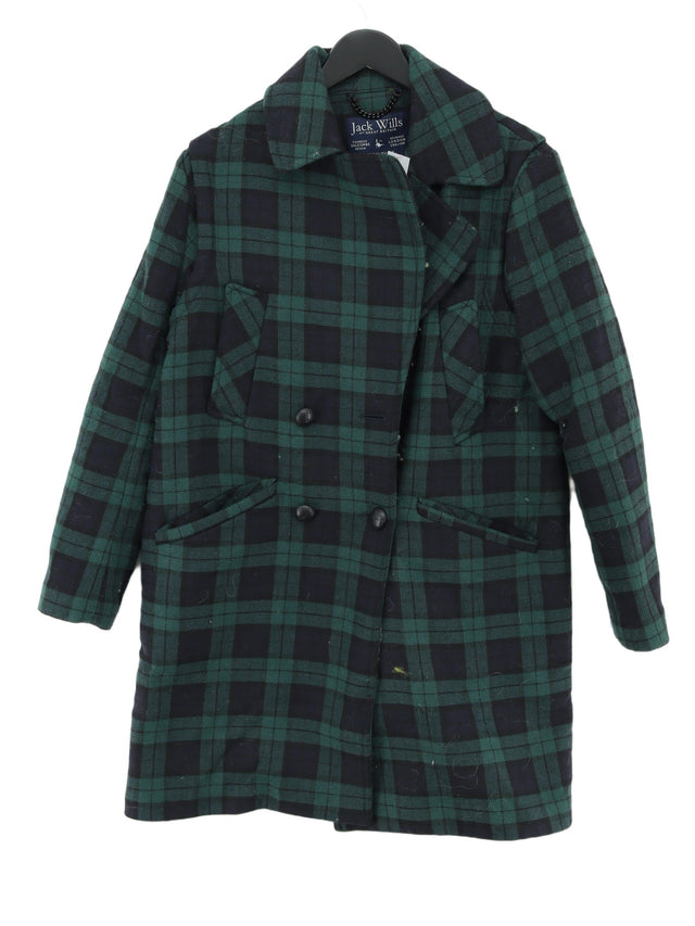 Jack Wills Women's Coat UK 12 Green Polyester with Wool