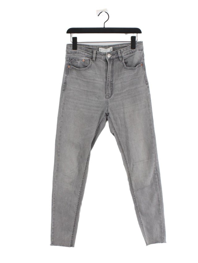 Stradivarius Women's Jeans UK 12 Grey Cotton with Elastane, Polyester