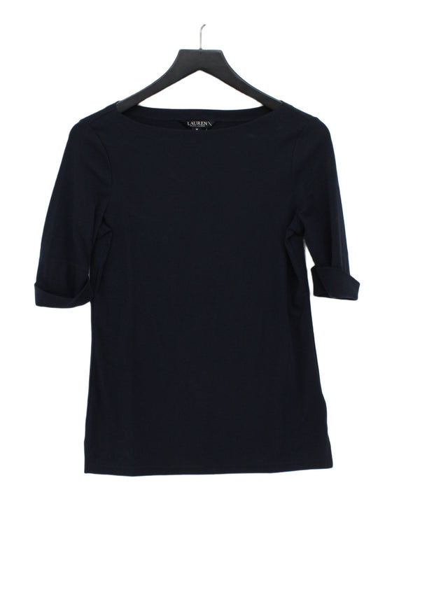 Ralph Lauren Women's T-Shirt M Blue Cotton with Elastane, Spandex