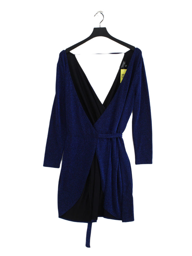 Topshop Women's Midi Dress UK 12 Blue Polyamide with Elastane, Other
