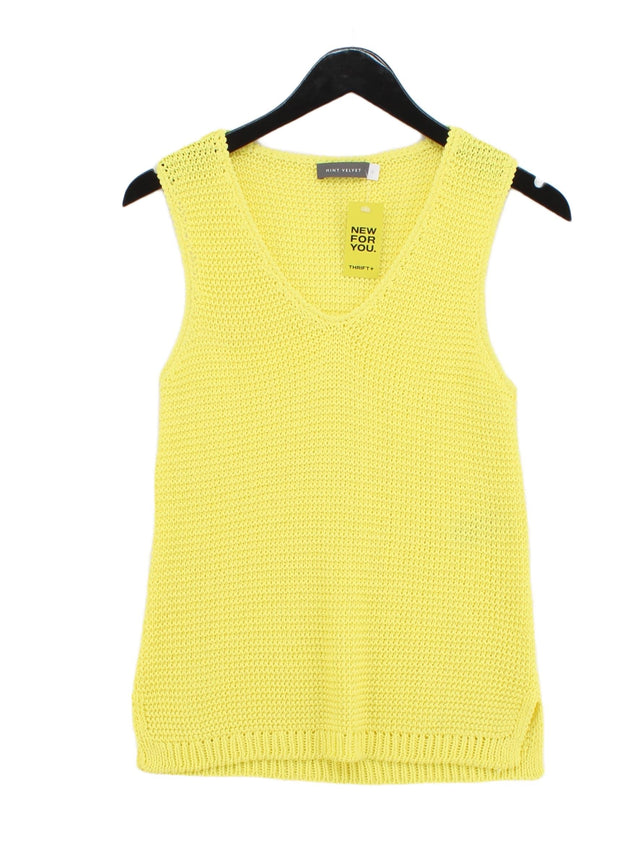 Mint Velvet Women's Jumper UK 12 Yellow Cotton with Polyamide