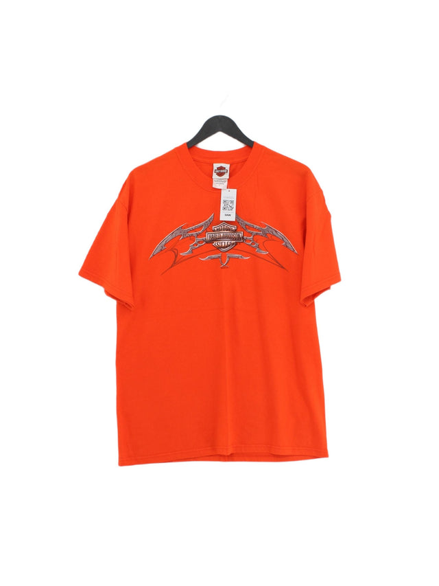 Harley Davidson Men's T-Shirt L Orange 100% Cotton