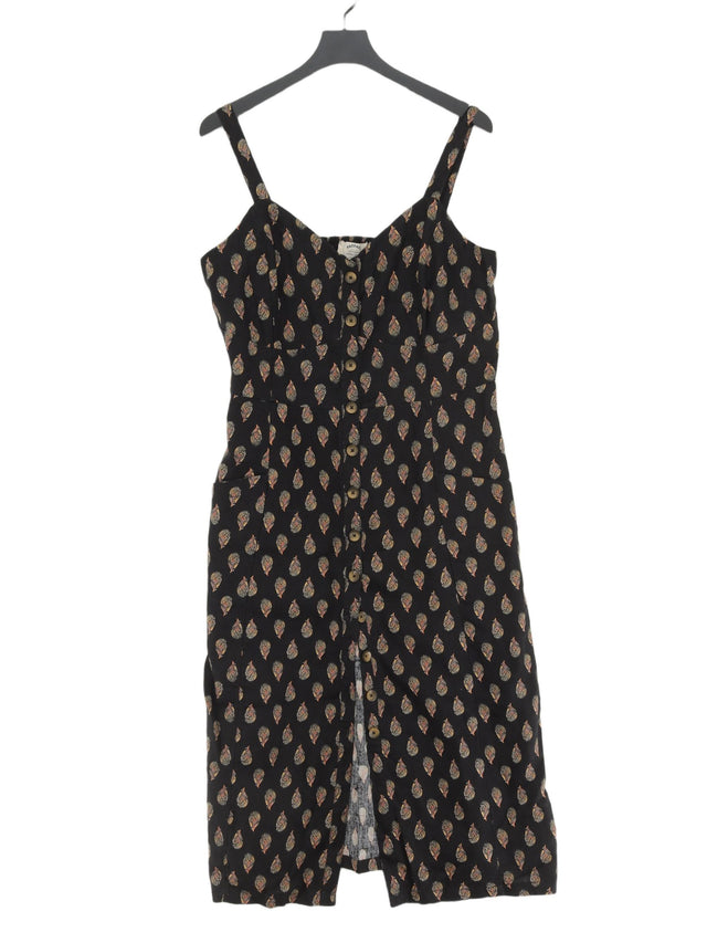 FatFace Women's Maxi Dress UK 16 Black Linen with Cotton