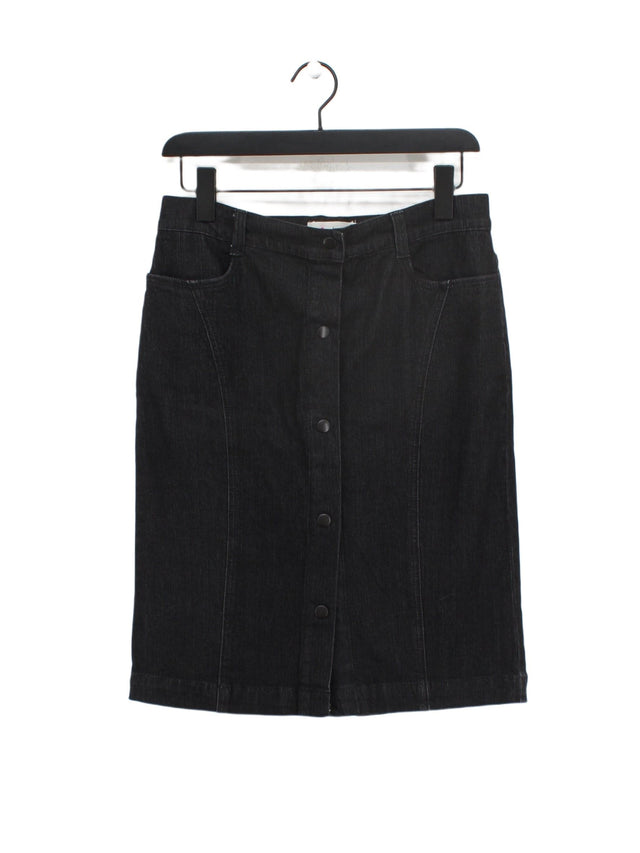 Next Women's Midi Skirt UK 10 Black Cotton with Elastane, Polyamide