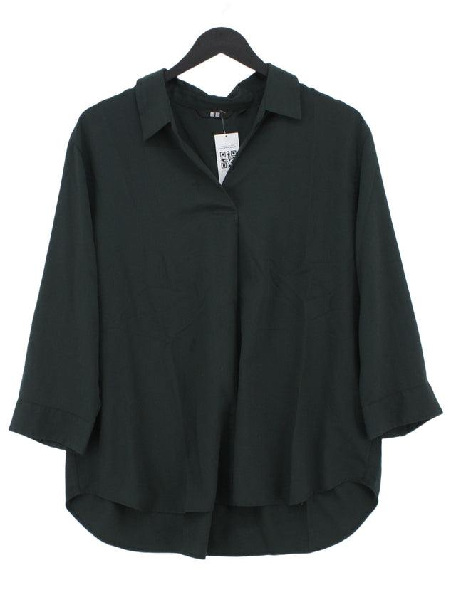 Uniqlo Women's Blouse L Green Viscose with Polyester
