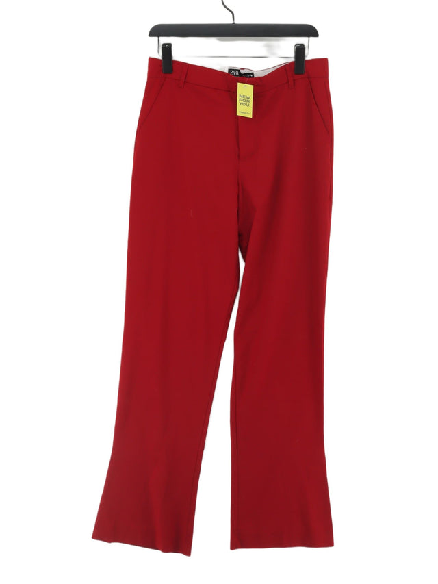 Zara Women's Suit Trousers M Red Polyester with Elastane, Viscose