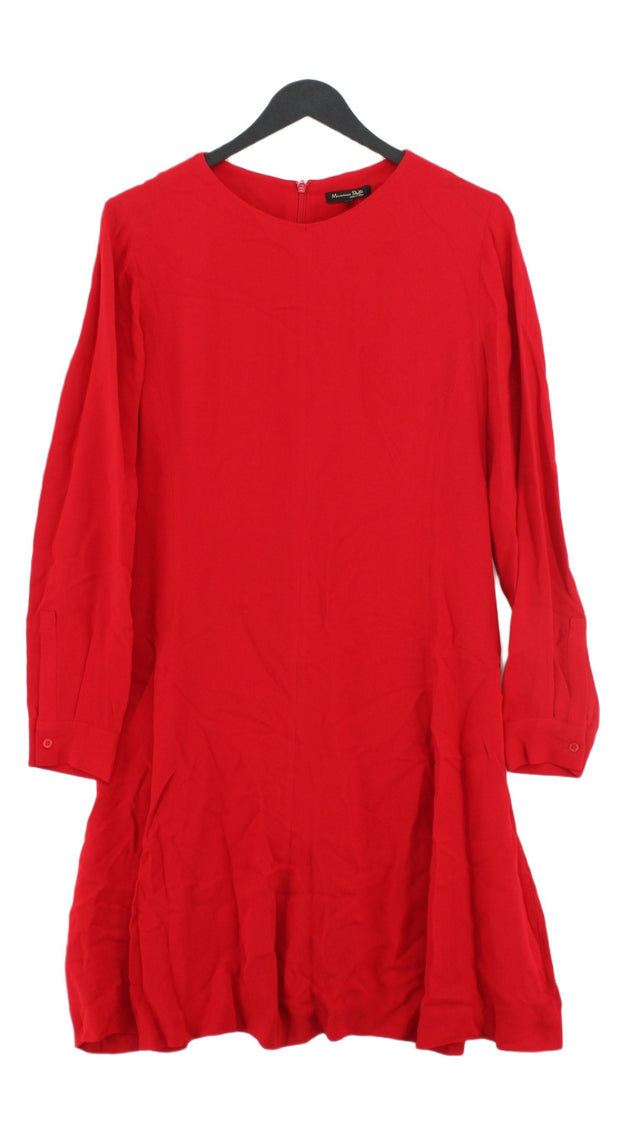 Massimo Dutti Women's Midi Dress UK 10 Red 100% Viscose