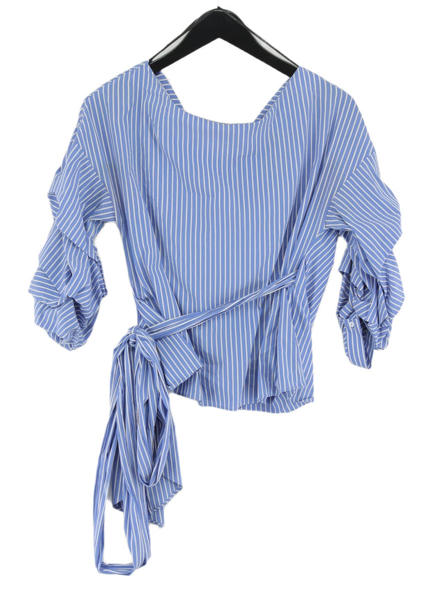 Zara Women's Shirt XS Blue Cotton with Elastane, Polyester