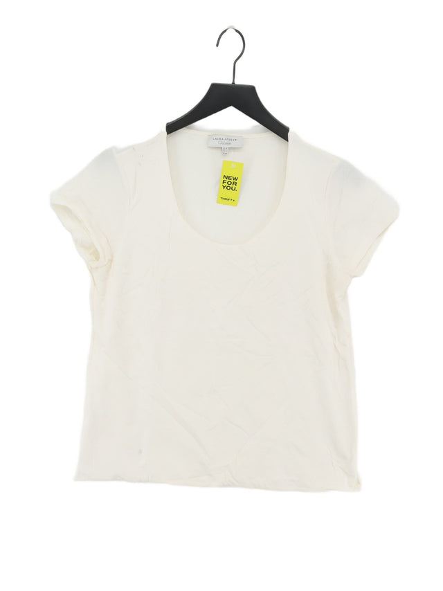 Laura Ashley Women's Top UK 18 White Cotton with Elastane