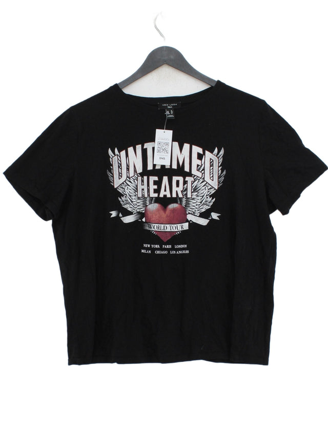 New Look Women's T-Shirt UK 16 Black 100% Cotton