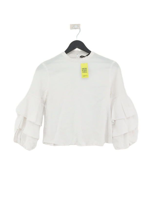 Zara Basic Women's Blouse XS White Polyester with Cotton, Elastane, Polyamide