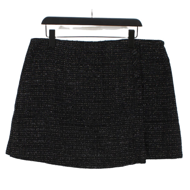 FatFace Women's Midi Skirt UK 18 Black Polyester with Viscose, Wool