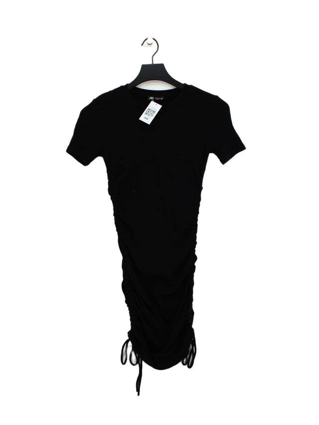 Zara Women's Midi Dress M Black Cotton with Elastane