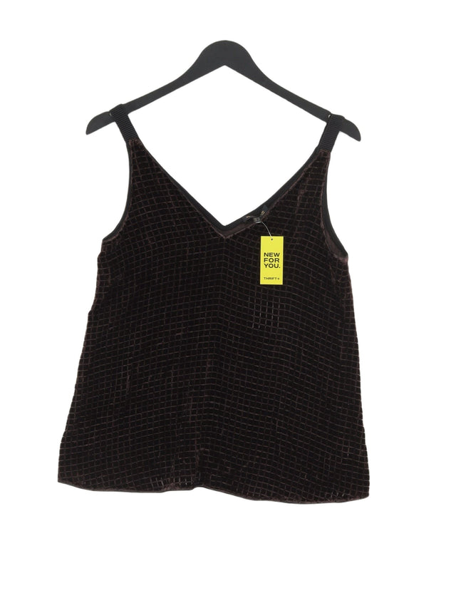 Massimo Dutti Women's T-Shirt UK 6 Brown Viscose with Polyamide, Silk