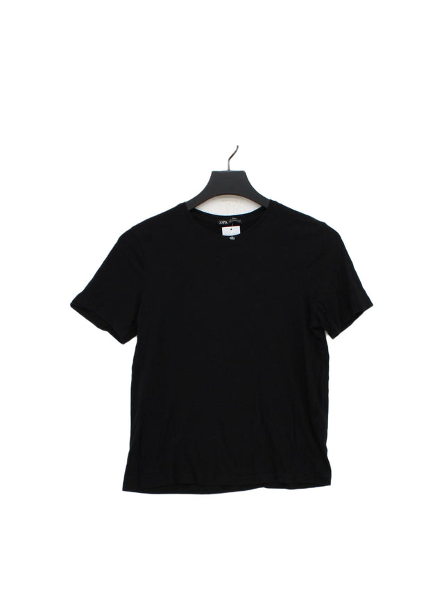 Zara Men's T-Shirt S Black 100% Cotton
