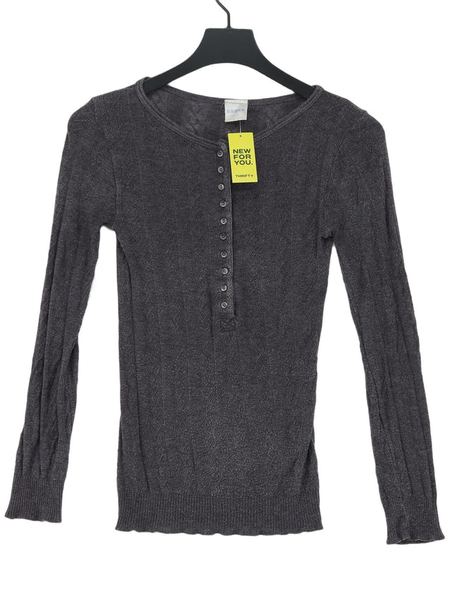 Brora Women's T-Shirt UK 12 Grey Polyester with Viscose