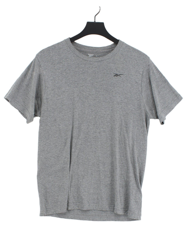 Reebok Women's T-Shirt L Grey Cotton with Polyester