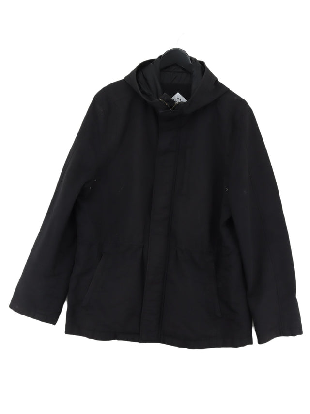 Calvin Klein Men's Coat M Black Cotton with Nylon, Polyester