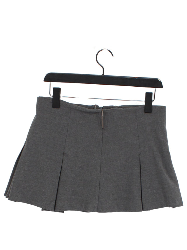 Zara Women's Midi Skirt M Grey Polyester with Elastane, Viscose