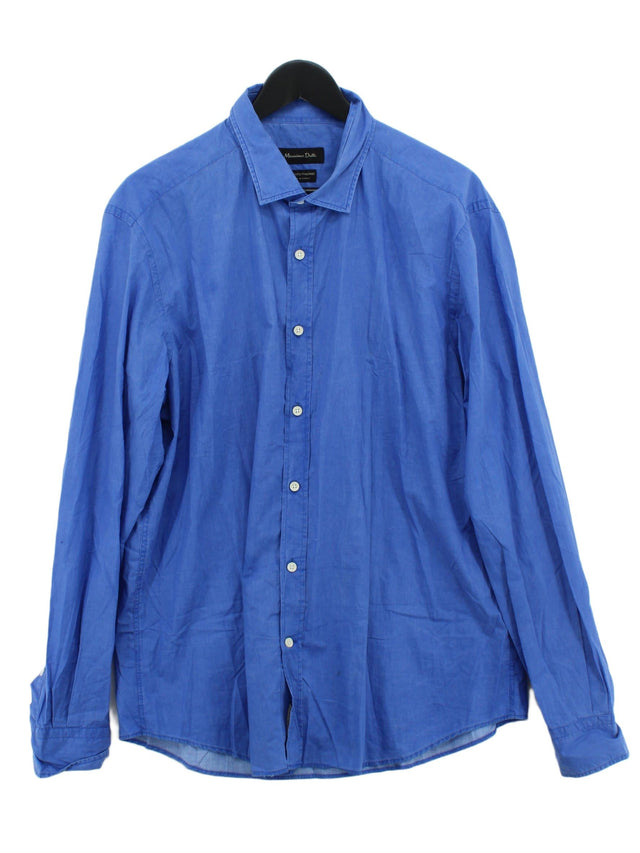 Massimo Dutti Men's Shirt XXL Blue 100% Cotton