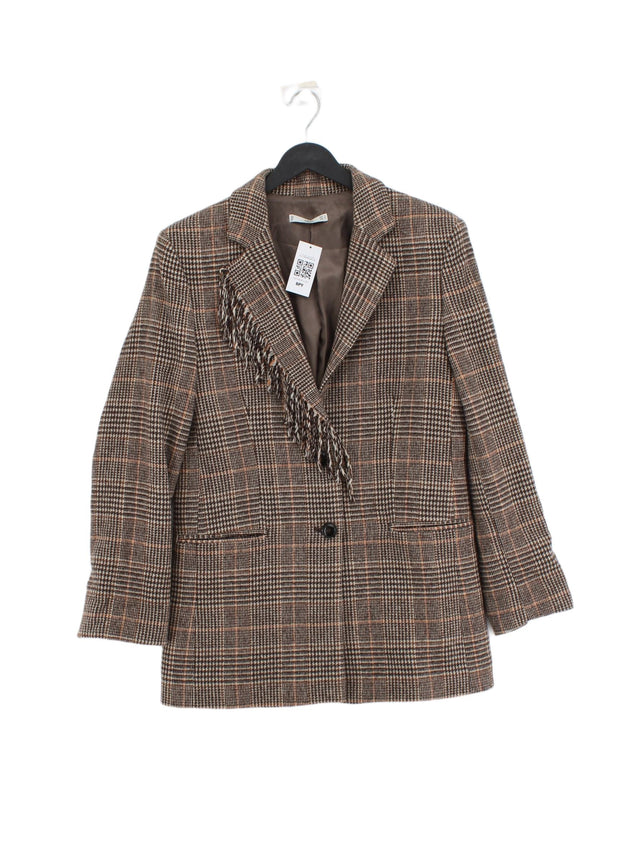 MNG Women's Blazer S Brown Wool with Polyamide, Polyester, Viscose