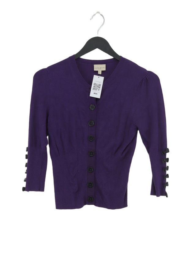 Karen Millen Women's Cardigan UK 8 Purple Viscose with Elastane, Polyamide