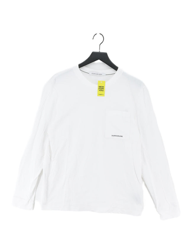 Calvin Klein Men's T-Shirt L White 100% Cotton