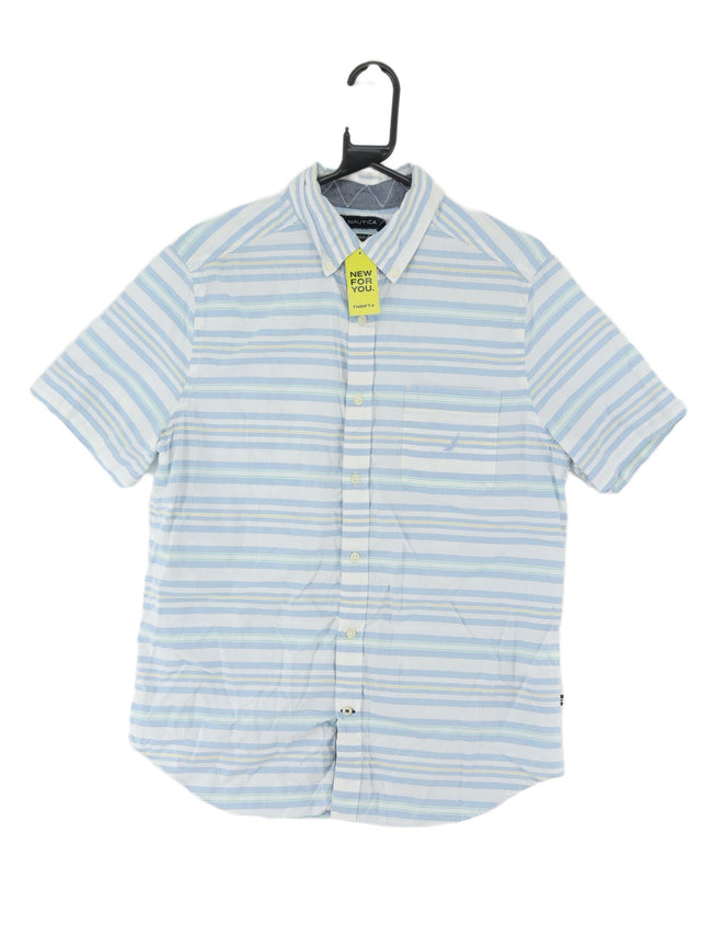Vintage Nautica Men's Shirt M Blue 100% Cotton