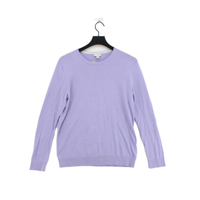 Gap Women's Jumper L Purple Cotton with Faux Leather, Nylon, Silk
