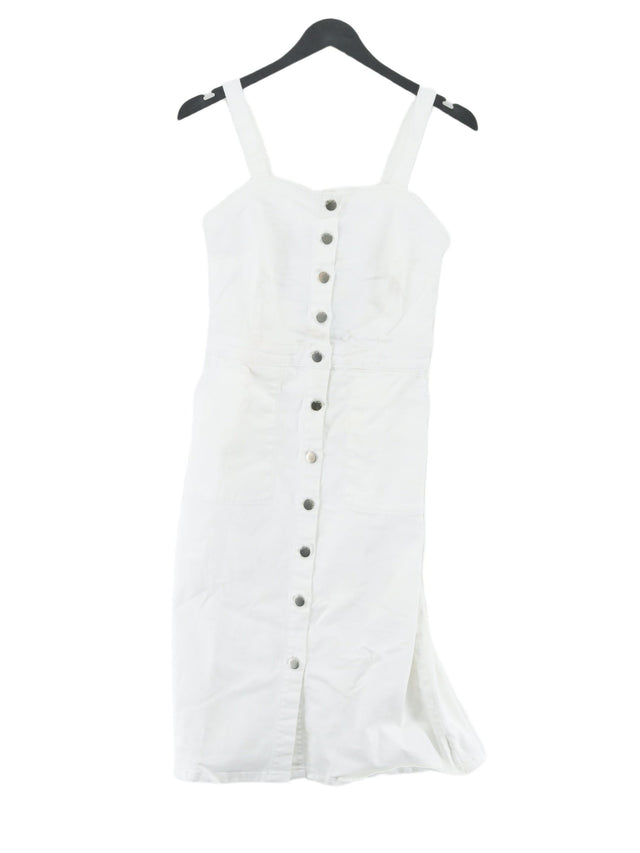 Monsoon Women's Midi Dress UK 8 White Cotton with Elastane