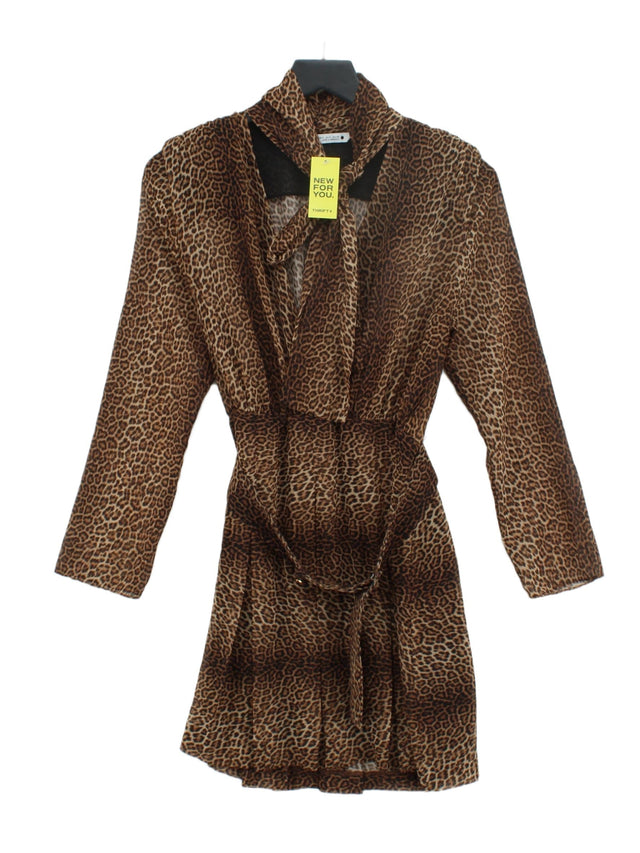 Zara Women's Mini Dress S Brown 100% Polyester