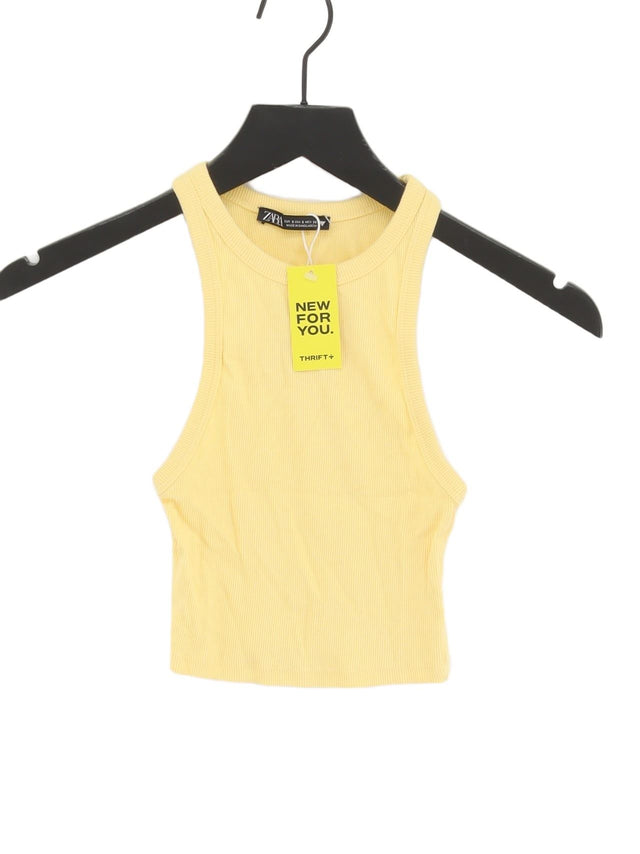 Zara Women's T-Shirt S Yellow 100% Other