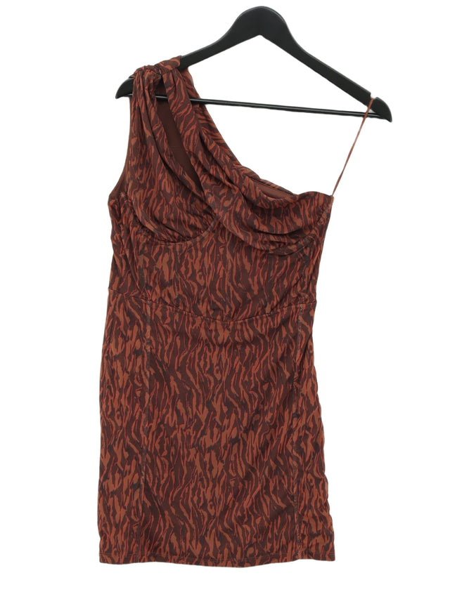 Bershka Women's Midi Dress L Brown Polyester with Elastane