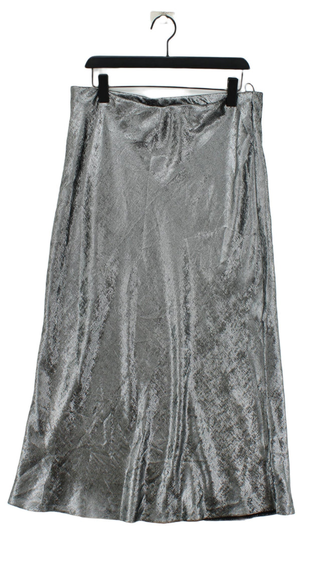 New Look Women's Maxi Skirt UK 16 Silver 100% Polyester