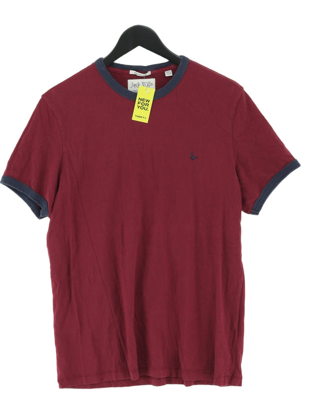 Jack Wills Men's T-Shirt L Red 100% Cotton