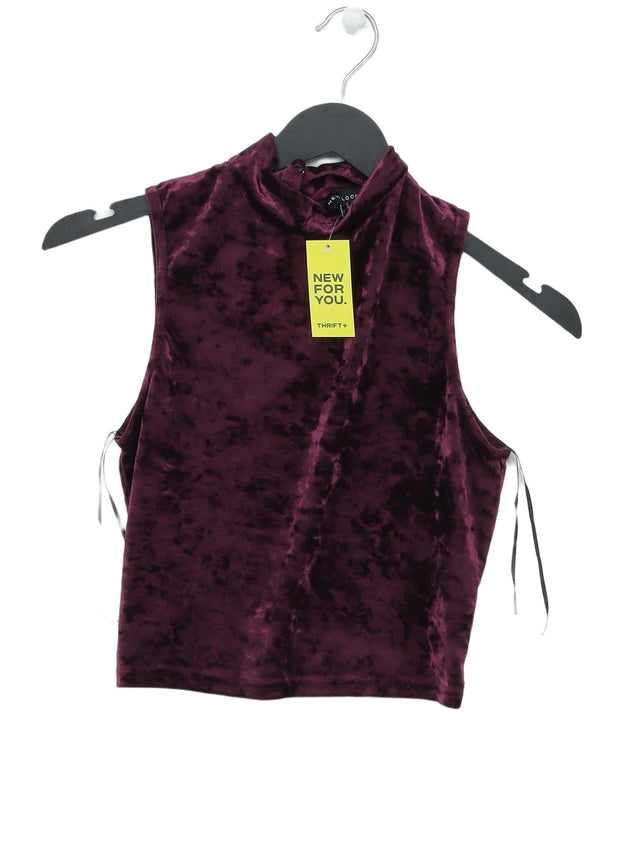 New Look Women's T-Shirt UK 8 Purple Polyester with Elastane