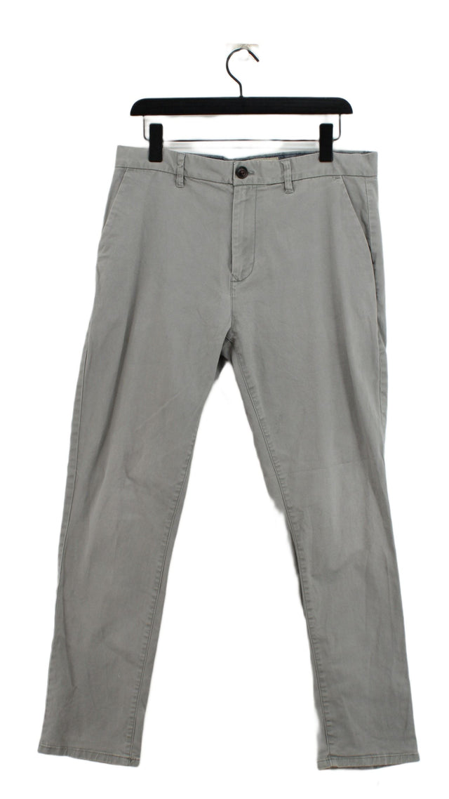 Next Men's Trousers W 34 in Grey Cotton with Elastane