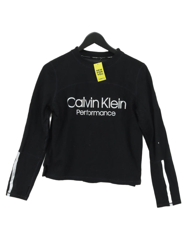 Calvin Klein Women's Top M Black Rayon with Nylon, Spandex