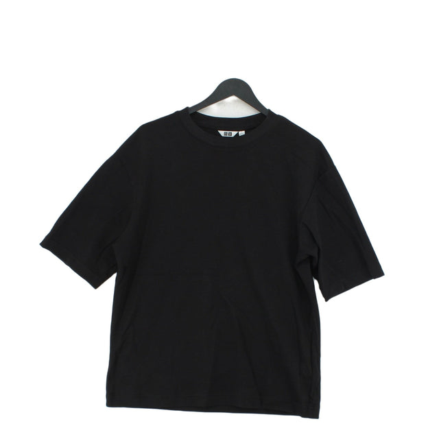 Uniqlo Women's T-Shirt S Black Cotton with Polyester