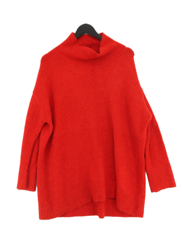 Zara Knitwear Women's Midi Dress M Red Acrylic with Elastane, Nylon, Wool