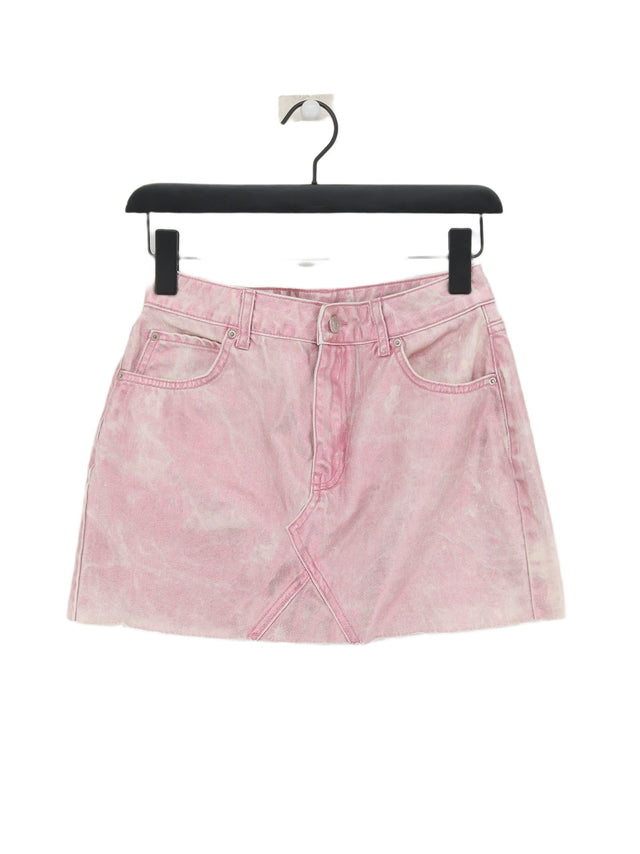 Topshop Women's Mini Skirt UK 10 Pink Cotton with Polyester