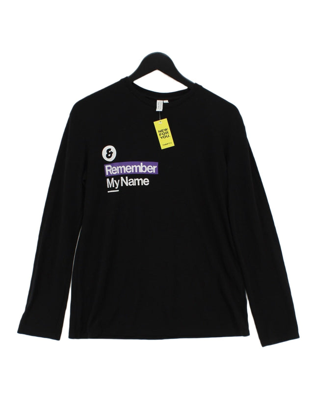 & Other Stories Women's T-Shirt UK 6 Black 100% Cotton