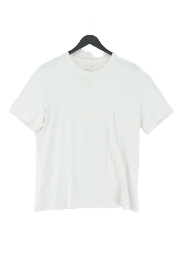 COS Women's T-Shirt L White Cotton with Elastane, Lyocell Modal