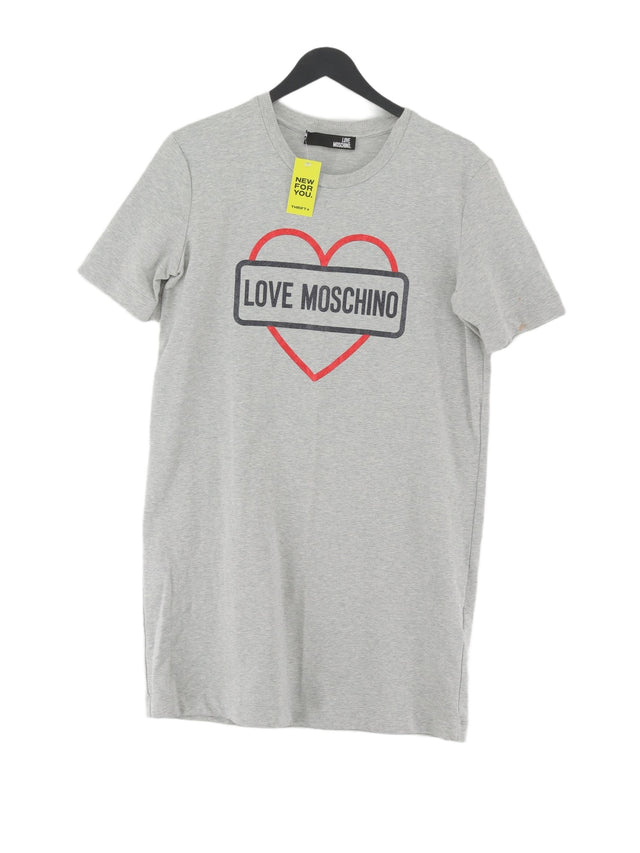 Love Moschino Women's Mini Dress UK 12 Grey Cotton with Elastane, Spandex