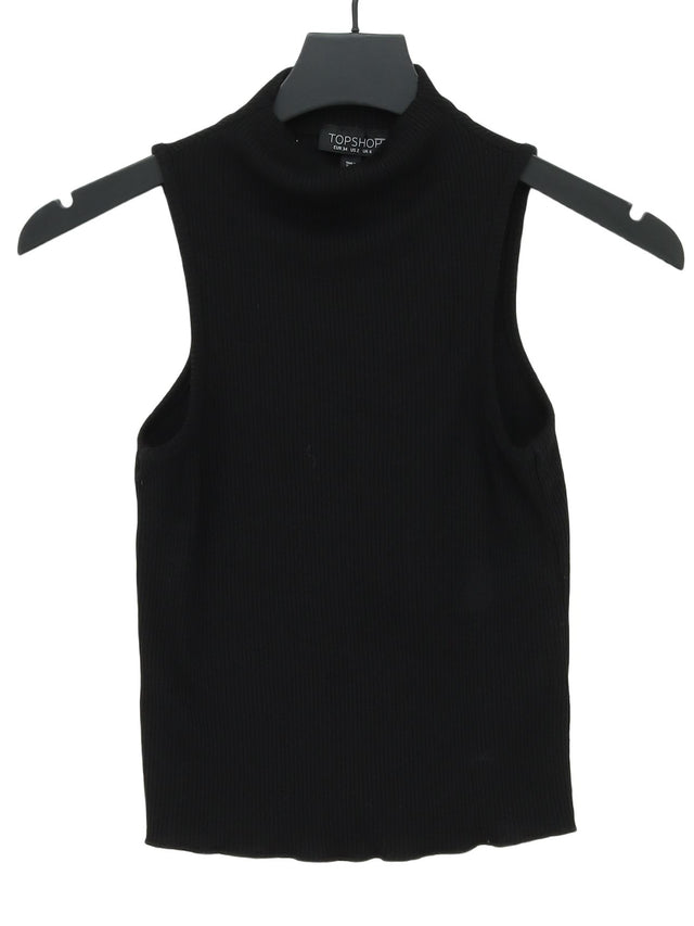 Topshop Women's Top UK 6 Black Polyester with Viscose