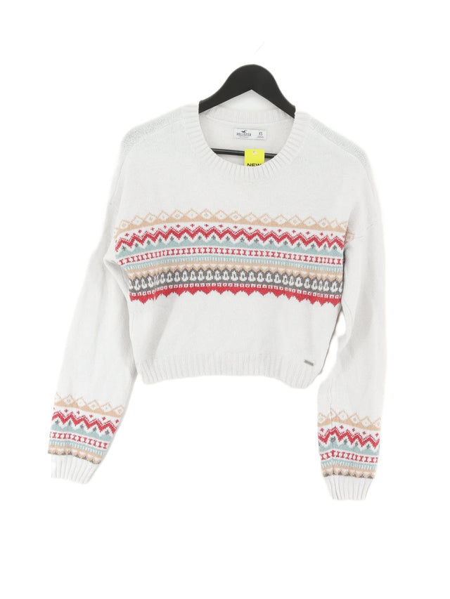 Hollister Women's Jumper XS White Cotton with Acrylic