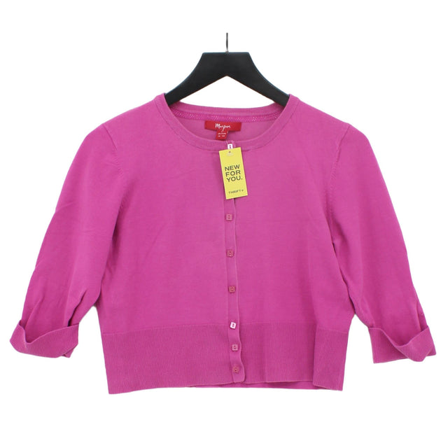Monsoon Women's Cardigan UK 14 Pink Cotton with Elastane, Nylon