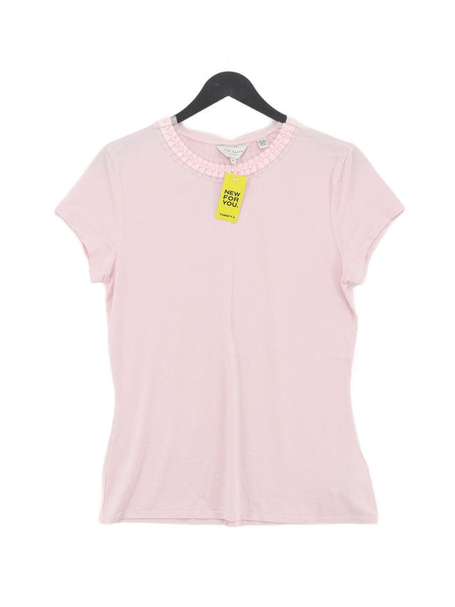 Ted Baker Women's T-Shirt UK 12 Pink Viscose with Elastane