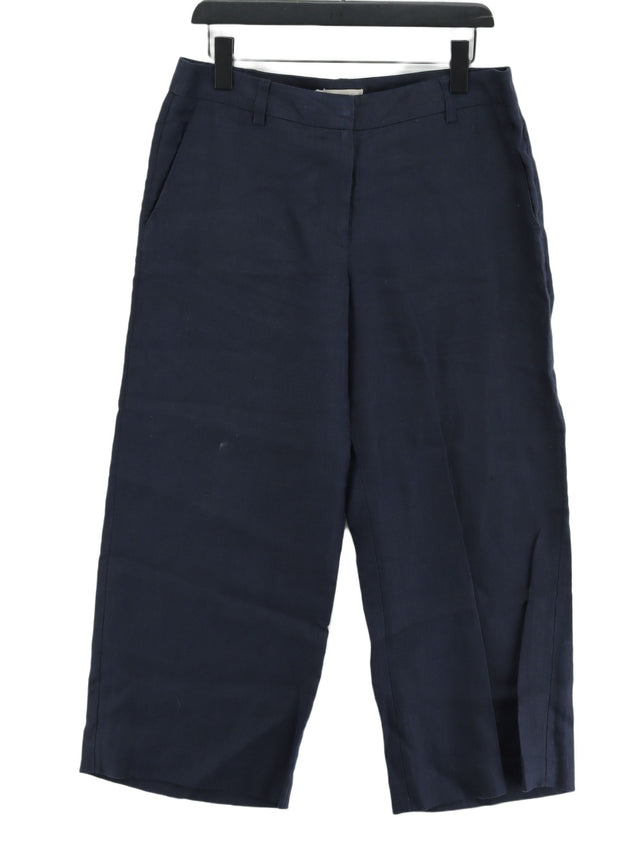 Hobbs Women's Suit Trousers UK 12 Blue 100% Linen