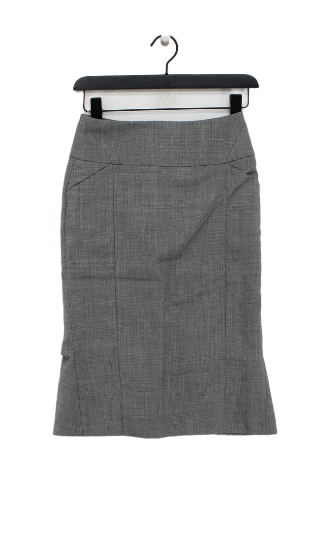 Reiss Women's Midi Skirt UK 4 Grey Viscose with Wool
